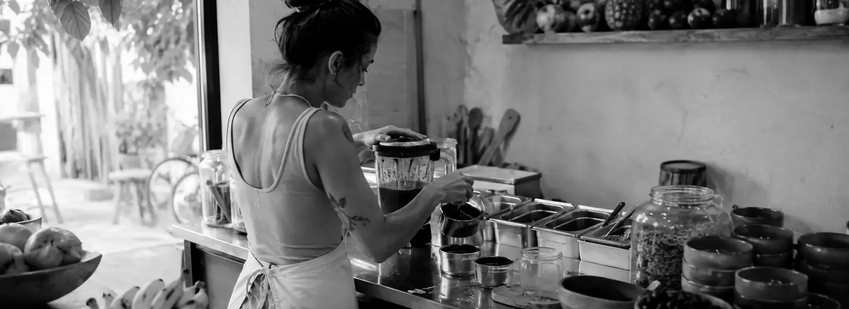 Preparando açaí en el mostrador