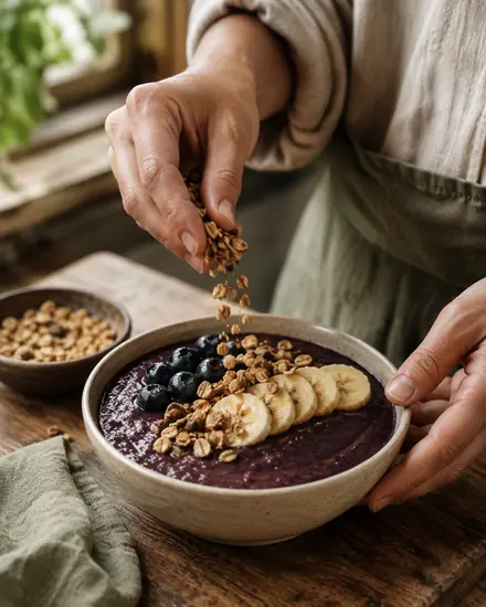 Manos preparando un bowl